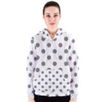 Polka Dots - Gray on White Women s Zipper Hoodie