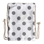 Polka Dots - Gray on White Drawstring Bag (Large)