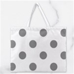 Polka Dots - Gray on White Zipper Large Tote Bag