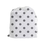 Polka Dots - Gray on White Drawstring Pouch (XL)