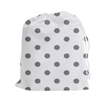 Polka Dots - Gray on White Drawstring Pouch (XXl)