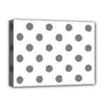 Polka Dots - Gray on White Deluxe Canvas 16  x 12  (Stretched)