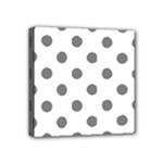 Polka Dots - Gray on White Mini Canvas 4  x 4  (Stretched)