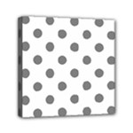 Polka Dots - Gray on White Mini Canvas 6  x 6  (Stretched)