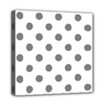 Polka Dots - Gray on White Mini Canvas 8  x 8  (Stretched)