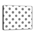 Polka Dots - Gray on White Canvas 14  x 11  (Stretched)