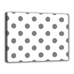 Polka Dots - Gray on White Canvas 16  x 12  (Stretched)