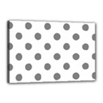 Polka Dots - Gray on White Canvas 18  x 12  (Stretched)