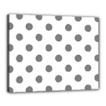 Polka Dots - Gray on White Canvas 20  x 16  (Stretched)