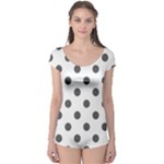 Polka Dots - Dark Gray on White Boyleg Leotard (Ladies)