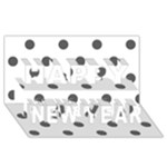 Polka Dots - Dark Gray on White Happy New Year 3D Greeting Card (8x4)