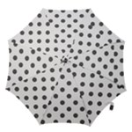 Polka Dots - Dark Gray on White Hook Handle Umbrella (Medium)