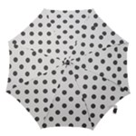 Polka Dots - Dark Gray on White Hook Handle Umbrella (Small)