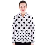 Polka Dots - Black on White Women s Zipper Hoodie