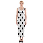 Polka Dots - Black on White Fitted Maxi Dress