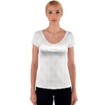 Polka Dots - Seashell on White Women s V-Neck Cap Sleeve Top