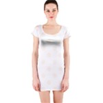 Polka Dots - Seashell on White Short Sleeve Bodycon Dress