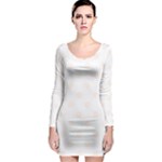 Polka Dots - Seashell on White Long Sleeve Bodycon Dress