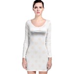 Polka Dots - Seashell on White Long Sleeve Velvet Bodycon Dress