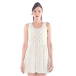 Polka Dots - White on Beige Scoop Neck Skater Dress