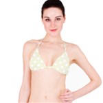 Polka Dots - White on Beige Bikini Top