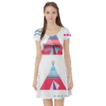 pink tipi  Short Sleeve Skater Dress