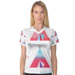 pink tipi  Women s V-Neck Sport Mesh Tee