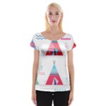 pink tipi  Women s Cap Sleeve Top