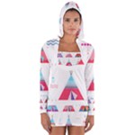 pink tipi  Women s Long Sleeve Hooded T-shirt