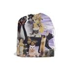 Cute Cat Collage 4 Med Drawstring Pouch (Large)