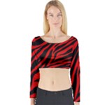 red  zebra  Long Sleeve Crop Top (Tight Fit)