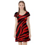 red  zebra  Short Sleeve Skater Dress