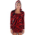 red  zebra  Women s Long Sleeve Hooded T-shirt