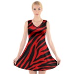 red  zebra  V-Neck Sleeveless Dress