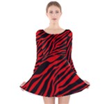 red  zebra  Long Sleeve Velvet Skater Dress