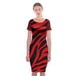 red  zebra  Classic Short Sleeve Midi Dress