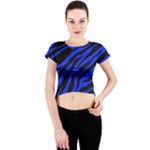 blue zebra Crew Neck Crop Top