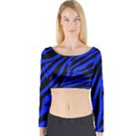 blue zebra Long Sleeve Crop Top (Tight Fit)