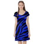 blue zebra Short Sleeve Skater Dress