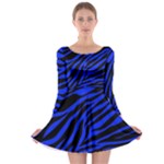 blue zebra Long Sleeve Skater Dress