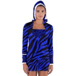 blue zebra Women s Long Sleeve Hooded T-shirt