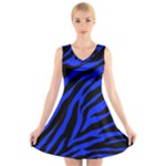 blue zebra V-Neck Sleeveless Dress