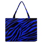 blue zebra Medium Zipper Tote Bag