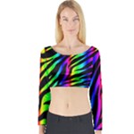 Zebra Rainbow Long Sleeve Crop Top (Tight Fit)