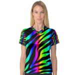 Zebra Rainbow Women s V-Neck Sport Mesh Tee