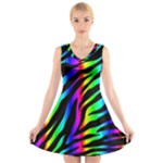 Zebra Rainbow V-Neck Sleeveless Dress