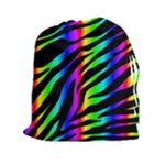 Zebra Rainbow Drawstring Pouch (XXL)