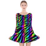 Zebra Rainbow Long Sleeve Velvet Skater Dress