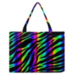 Zebra Rainbow Medium Zipper Tote Bag