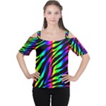 Zebra Rainbow Women s Cutout Shoulder Tee